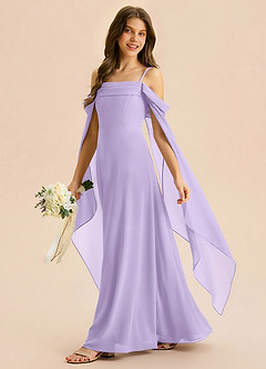 Azazie Moana Junior Linia A Pofałdowany Szyfon Długość podłogi Młodsza druhna Sukienka image2