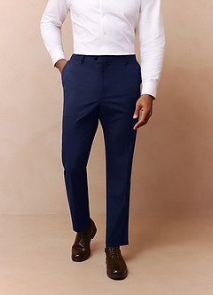 front Savile Blue Wool Blend Dress Pants