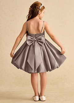 Azazie Davine vestidos de niña de las flores Vestido de Gris Pardo de Satin Mate de Corte En A con Tirante Espagueti image1