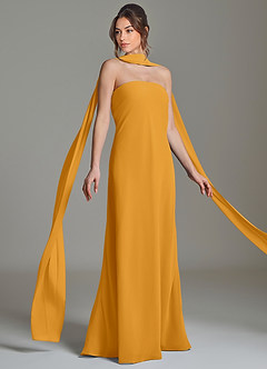 Azazie Ilana Bridesmaid Dresses Butterscotch A-Line Strapless Chiffon Dress image5