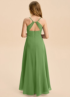 Azazie Gia Junior Vestido Albahaca de Gasa de Corte en A con Plisado image2