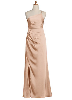 Azazie Eren Junior English Rose Sheath Pleated Stretch Satin Dress image8