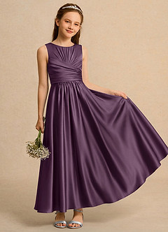 Azazie Ducky Girls Formal Flower Girl Klänningar Klä A-Line i Stretch Satin Plisserad image1