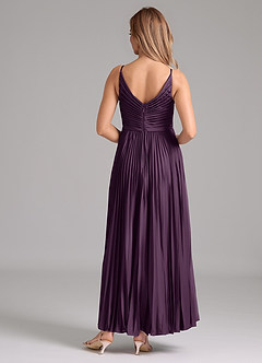 Azazie Raychelle Brautjungfernkleider A-Linie Plissee Stretch-Satin Kleid Pflaume image4