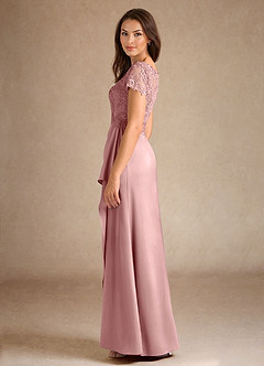 Azazie Santa Ana Mother of the Bride Dresses Dusty Rose A-Line Lace Stretch Satin Dress image5