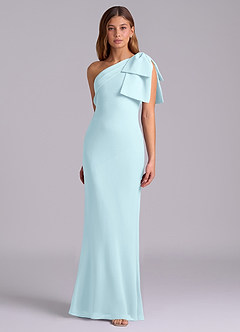 Azazie Yuanna Bridesmaid Dresses Cloud Blue Mermaid One Shoulder Chiffon Dress image5