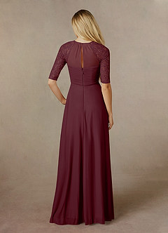 Azazie Raelyn Mère de la mariée Robes Robe Trapèze en Maille Dentelle Cabernet image2