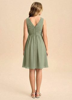 Azazie Skyla Junior Jurk van Chiffon met A-Lijn Geplooid Pistache image2