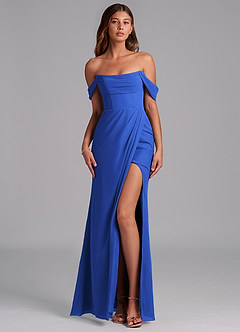 Azazie Johana Jurken voor bruidsmeisjes Converteerbaar Jurk van Chiffon met Zeemeermin Off the Shoulder Koningsblauw image1