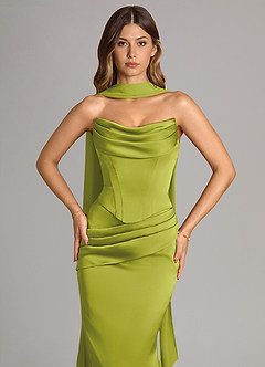 Azazie Sorrel Bridesmaid Dresses Lemongrass Mermaid Strapless Stretch Satin Convertible Dress image6