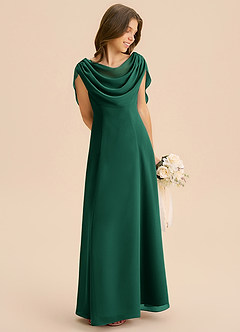 Azazie Lambie Junior Emerald A-Line Pleated Chiffon Dress image5
