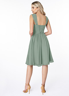 Azazie Angie Bridesmaid Dresses Silver Sage A-Line Corset Chiffon Dress image2