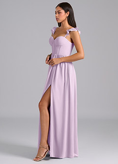 Azazie Denisse Suknie dla druhen Linia A Marszczony Szyfon Do ziemi Sukienka image3