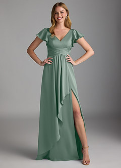 Azazie Omari Jurken voor bruidsmeisjes Jurk van Stretch Satijn met A-Lijn Zilveren Salie image6