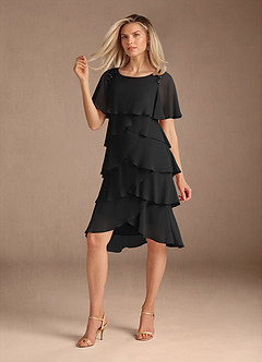 Azazie Rita Mother of the Bride Dresses Black A-Line Scoop Beaded Chiffon Dress image9
