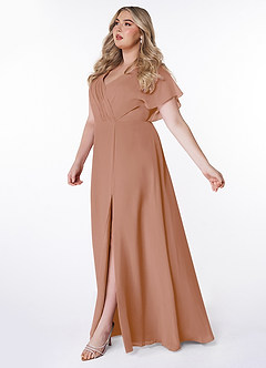 Azazie Rylee Robes de demoiselle d'honneur Robe Trapèze en Mousseline de soie Plissée Champagne Rosé image8