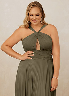Christian Siriano Bridal for Azazie 1009 Bridesmaid Dresses Willow Green A-Line Pleated Chiffon Dress image13
