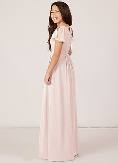 Azazie Peony Junior Robe Trapèze en Mousseline de soie Plissée Rose Pétale image5