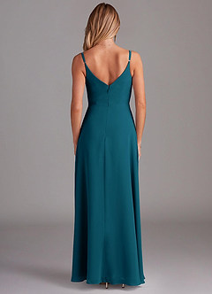 Azazie Daenerys Brautjungfernkleider A-Linie Kutte Chiffon Kleid Tintenblau image2