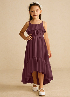 Azazie Karmen Flower Girl Dresses Sangria A-Line Ruched Chiffon Dress image5