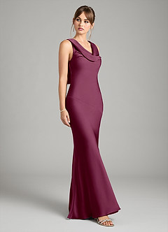 Azazie Rylina Bridesmaid Dresses Mulberry Mermaid Stretch Satin Dress image5