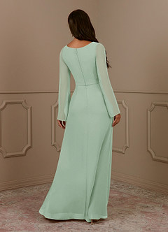 Azazie Belinda Mother of the Bride Dresses Agave A-Line V-Neck Pleated Chiffon Dress image2