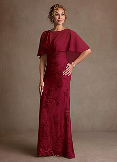 Azazie Amrita Mother of the Bride Dresses Burgundy Mermaid Lace Chiffon Dress image1