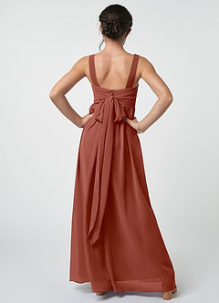 Azazie Kora Junior Auburn A-Line Pleated Chiffon Dress image2