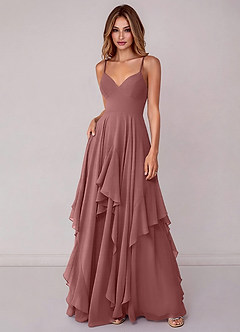 Azazie Zaina Bridesmaid Dresses Desert Rose A-Line Chiffon Dress image3