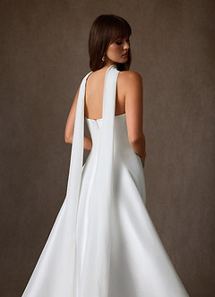 Azazie Adinah Wedding Dresses Diamond White A-Line Strapless Mikado Dress image7