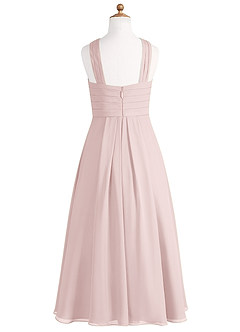 Azazie Kaleigh Junior Robe Trapèze en Mousseline de soie Plissée Rose Pâle image8