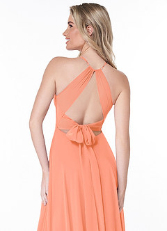 Azazie Evalleen Robes de demoiselle d'honneur Robe Trapèze en Mousseline de soie Plissée Coucher De Soleil image3