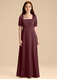Azazie Briar Junior Sangria A-Line Bow Stretch Satin Dress image7