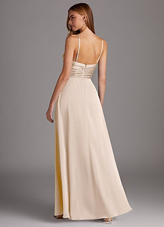Azazie Jenna Bridesmaid Dresses White Alabaster A-Line Pleated Stretch Satin Dress image4