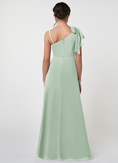 Azazie Aidy Junior Agave A-Line Bow Chiffon Dress image2