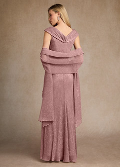 Azazie Warren Mother of the Bride Dresses Dusty Rose A-Line Pleated Metallic Mesh Dress image3