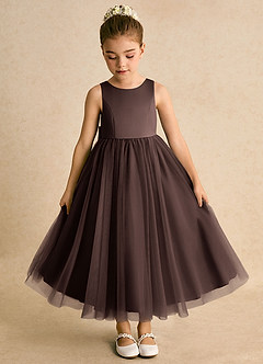 Azazie Solia Robe Demoiselle D'honneur Fillette Robe Princesse en Tulle Arc Ganache image6