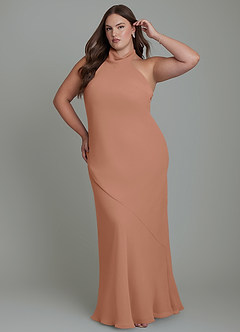 Azazie Velli Bridesmaid Dresses Bronzer Mermaid High Neck Chiffon Dress image10