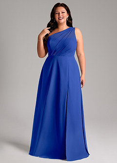 Azazie Phaedra Brautjungfernkleider A-Linie One-Shoulder Chiffon Kleid Königsblau image13