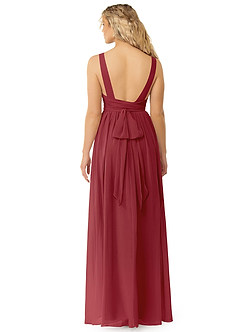 Azazie Kora Bridesmaid Dresses Pomegranate A-Line Pleated Chiffon Dress image2