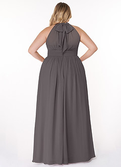 Azazie Iman Bridesmaid Dresses Steel Grey A-Line A-Line Ruched Chiffon Dress image9