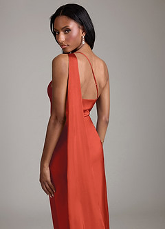 Azazie Galinda Suknie dla druhen Syrena Jedno ramię Satyna elastyczna Do ziemi Sukienka image2