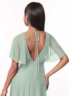 Azazie Tinsley Bridesmaid Dresses Agave A-Line Pleated Mesh Dress image4