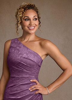 Azazie Joylin Mother of the Bride Dresses Wisteria Trumpet One Shoulder Floral Burnout Dress image5