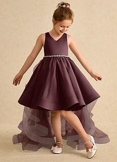 Azazie Julietta Blumenmädchenkleider Ballkleid Cabrio Tüll Kleid Sangria image5