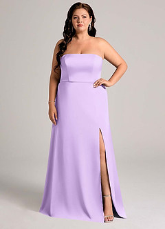 Azazie Wren Bridesmaid Dresses Lilac A-Line Strapless Stretch Satin Convertible Dress image8