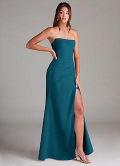 Azazie Leonis Bridesmaid Dresses Ink Blue Sheath Strapless Chiffon Convertible Dress image8