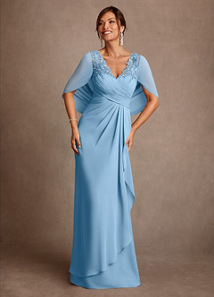 Azazie Santa Clara Mother of the Bride Dresses Steel Blue A-Line Lace Dress image1