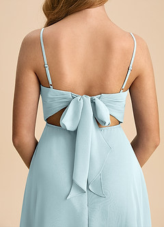 Azazie Shale Junior Mist A-Line Bow Chiffon Dress image7