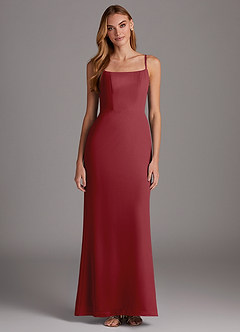 Azazie Tayla Final Sale Pomegranate Sheath Chiffon Dress image1